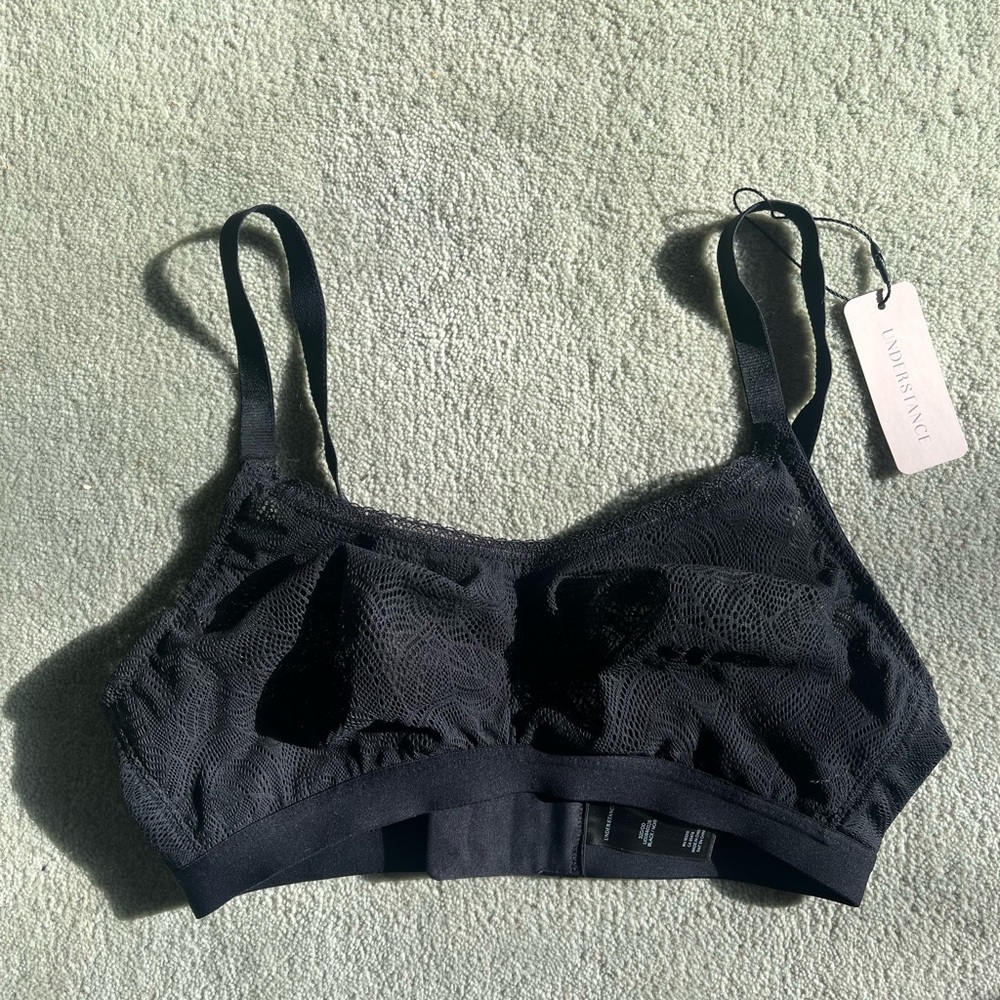 Black Lace Wireless Bra by Understance